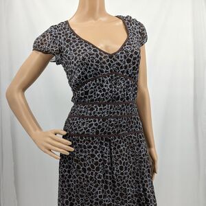 Vintage y2k Kenneth Cole Silk Dress Milkmaid Brown Mod Millennium Size 2